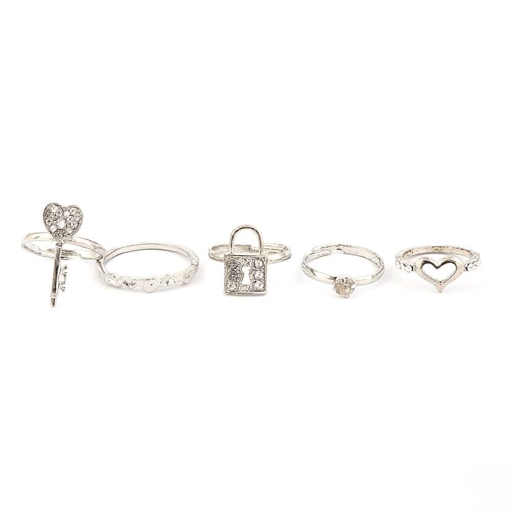 Women's Finger Rings 5 Pcs - Silver, Women, Finger Rings, Chase Value, Chase Value