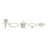 Women's Finger Rings 5 Pcs - Silver, Women, Finger Rings, Chase Value, Chase Value