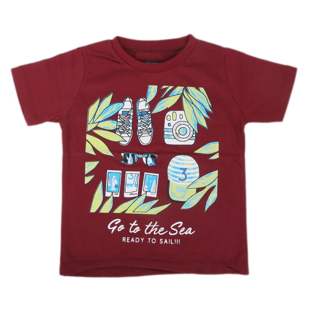 Boys Half Sleeves T-Shirt - Maroon, Kids, Boys T-Shirts, Chase Value, Chase Value