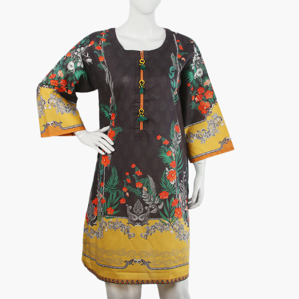 Women's Digital Printed Kurti - Dark Grey, Women Ready Kurtis, Chase Value, Chase Value