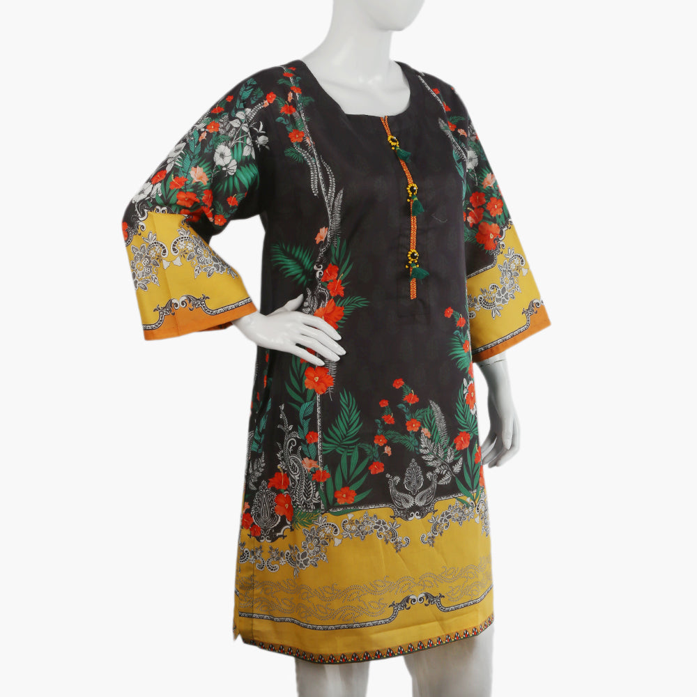 Women's Digital Printed Kurti - Dark Grey, Women Ready Kurtis, Chase Value, Chase Value