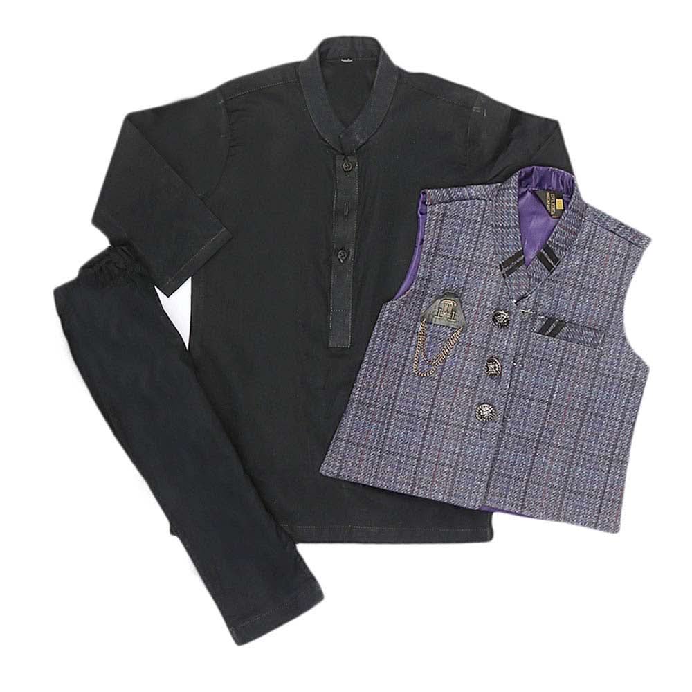 Boys WaistCoat Shalwar Suit - Purple, Kids, Boys Shalwar Kameez, Chase Value, Chase Value