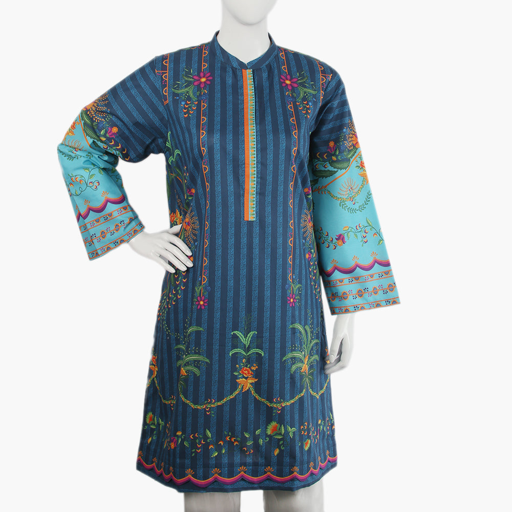 Women's Digital Printed Kurti - Blue, Women Ready Kurtis, Chase Value, Chase Value