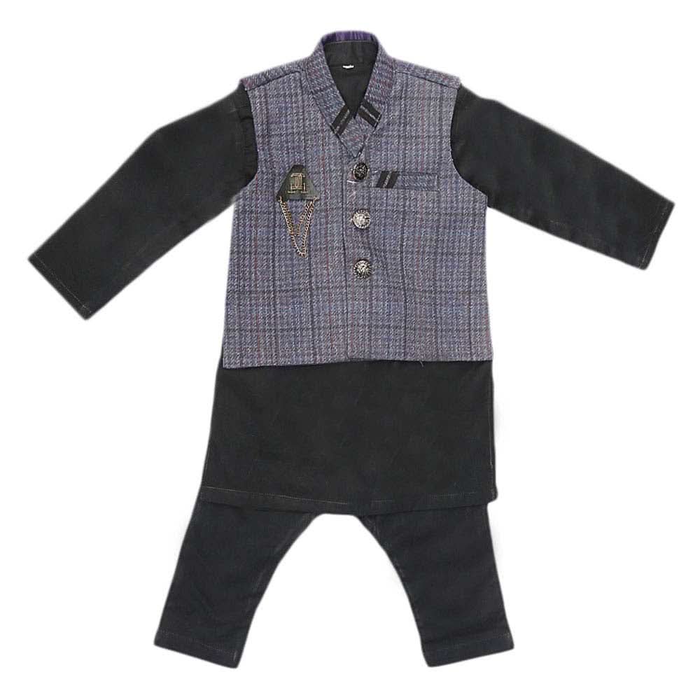 Boys WaistCoat Shalwar Suit - Purple, Kids, Boys Shalwar Kameez, Chase Value, Chase Value