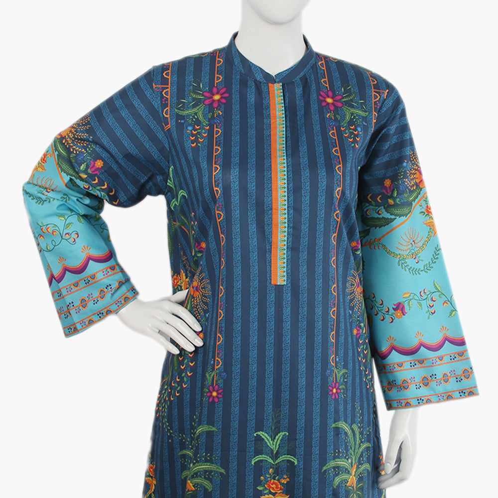 Women's Digital Printed Kurti - Blue, Women Ready Kurtis, Chase Value, Chase Value