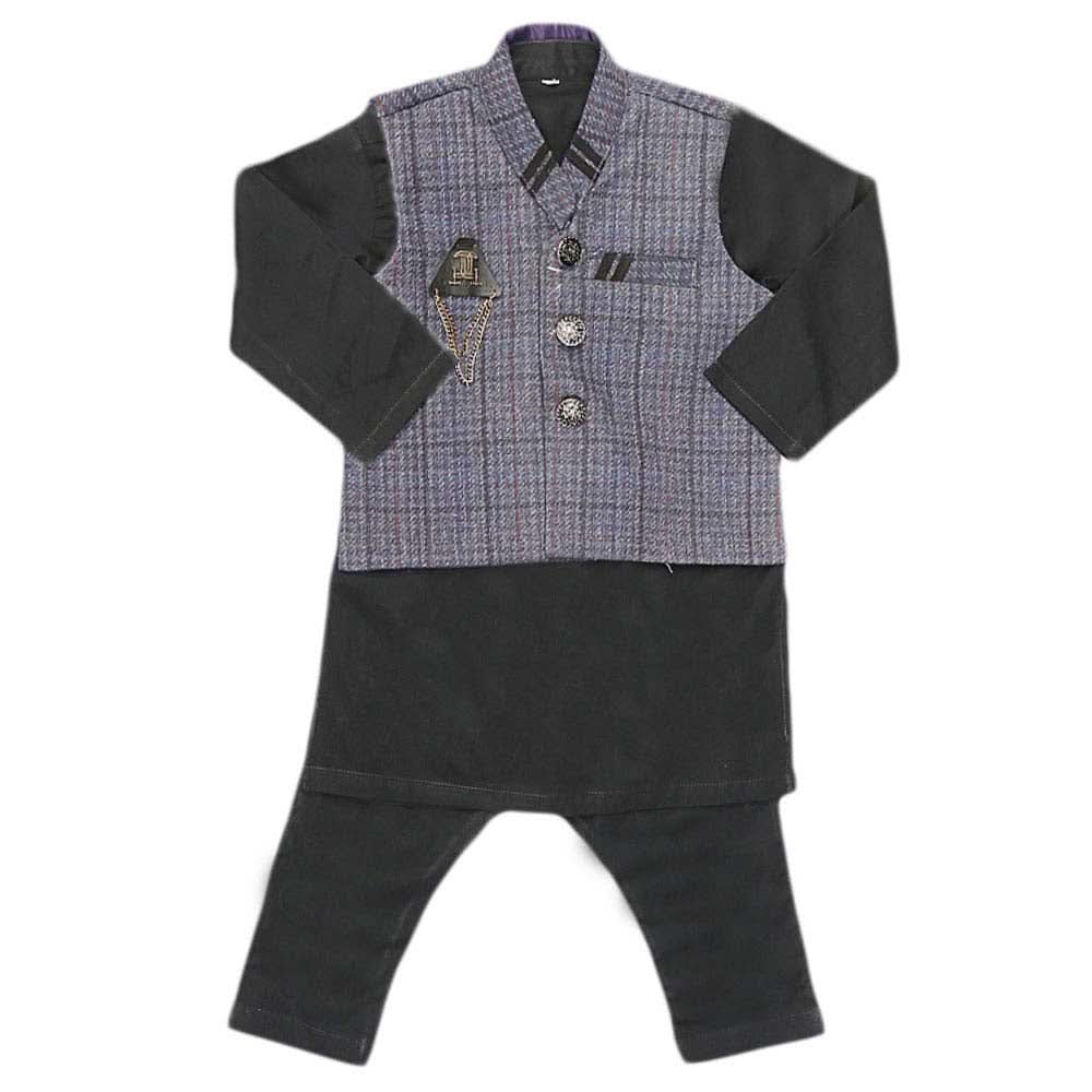 Boys WaistCoat Shalwar Suit - Purple, Kids, Boys Shalwar Kameez, Chase Value, Chase Value