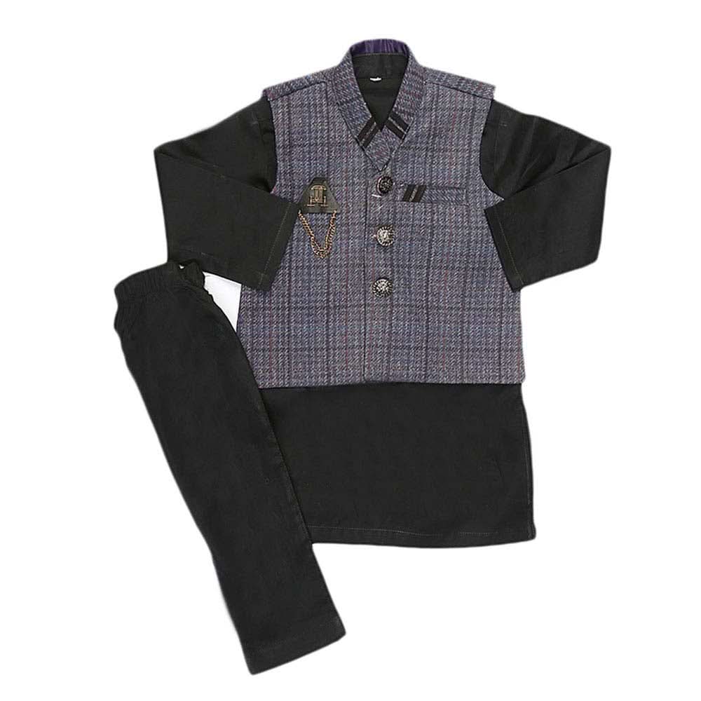 Boys WaistCoat Shalwar Suit - Purple, Kids, Boys Shalwar Kameez, Chase Value, Chase Value