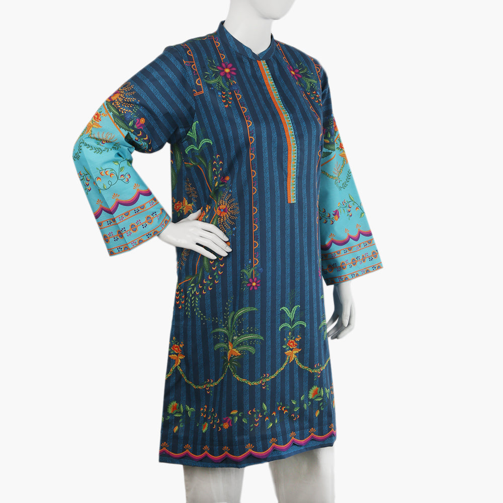 Women's Digital Printed Kurti - Blue, Women Ready Kurtis, Chase Value, Chase Value