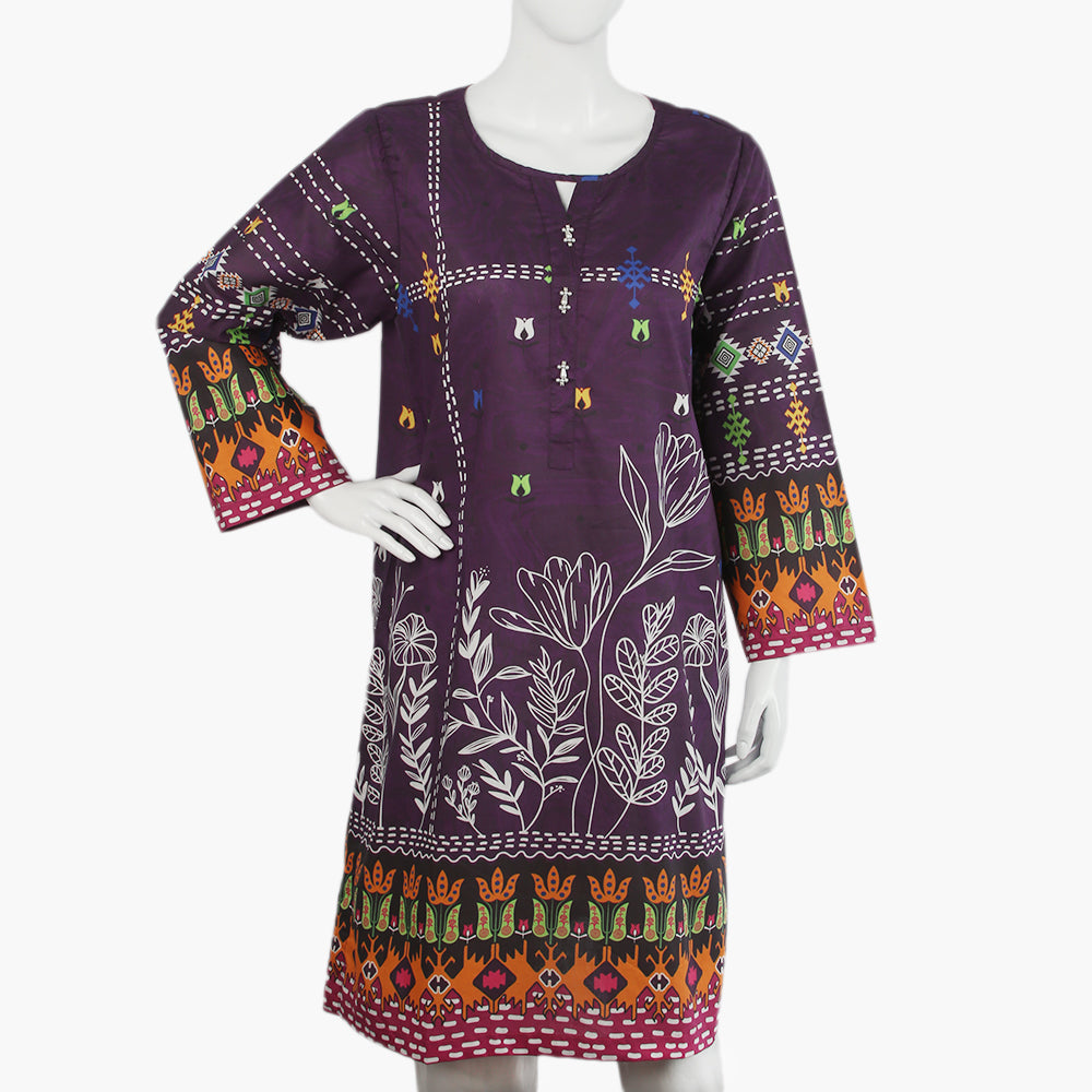 Women's Digital Printed Kurti - Purple, Women Ready Kurtis, Chase Value, Chase Value