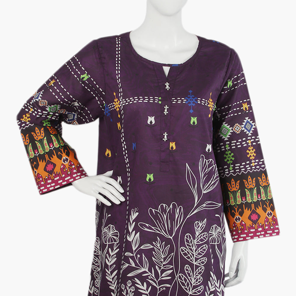 Women's Digital Printed Kurti - Purple, Women Ready Kurtis, Chase Value, Chase Value