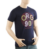 Men's Half Sleeves Lycra Print T-Shirt - Navy Blue, Men's T-Shirts & Polos, Chase Value, Chase Value
