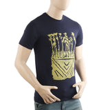 Men's Half Sleeves Lycra Print T-Shirt - Navy Blue, Men's T-Shirts & Polos, Chase Value, Chase Value