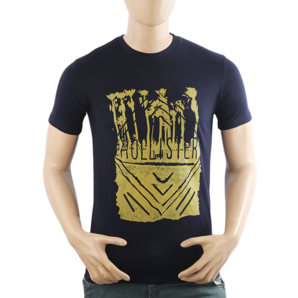 Men's Half Sleeves Lycra Print T-Shirt - Navy Blue, Men's T-Shirts & Polos, Chase Value, Chase Value