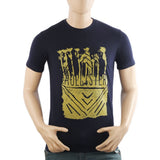 Men's Half Sleeves Lycra Print T-Shirt - Navy Blue, Men's T-Shirts & Polos, Chase Value, Chase Value