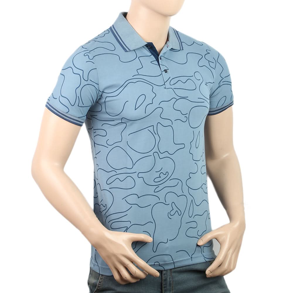 Men's Half Sleeves Polo T-Shirt - Steel Blue, Men, T-Shirts And Polos, Chase Value, Chase Value
