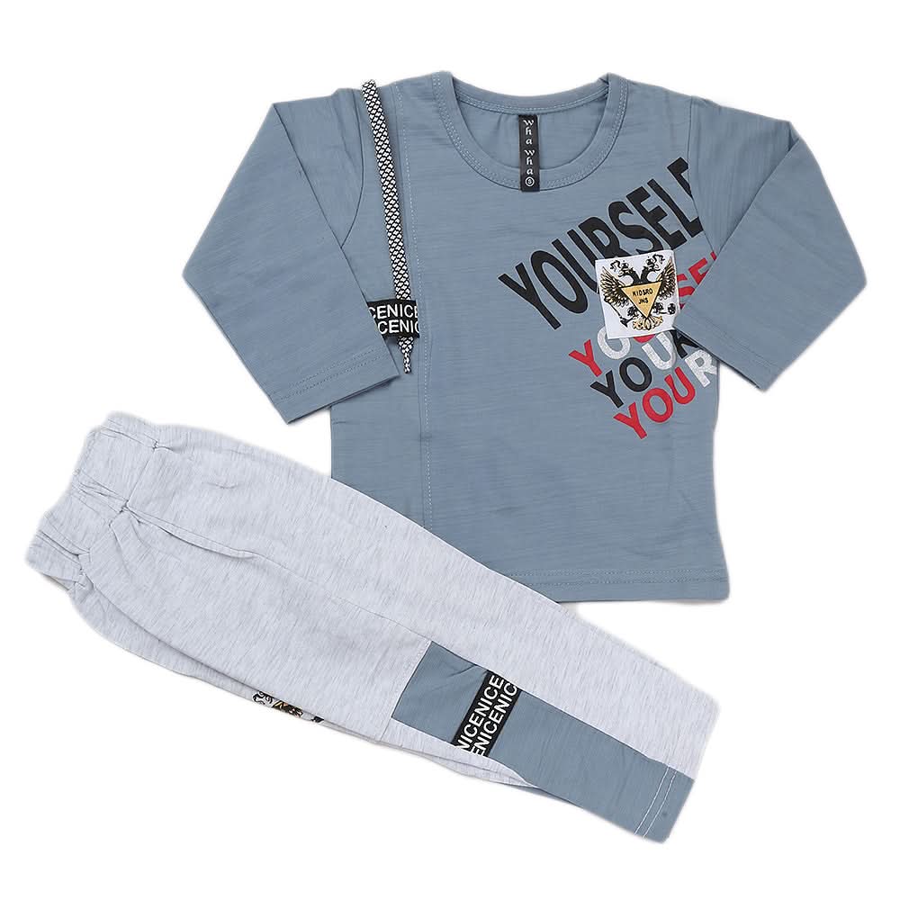 Boys Full Sleeves Suit (42612) - Steel Blue, Kids, Boys Sets And Suits, Chase Value, Chase Value