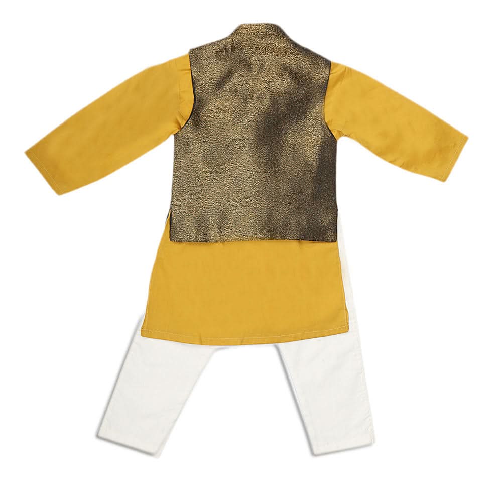 Boys Waistcoat Shalwar Suit - Mustard, Kids, Boys Shalwar Kameez, Chase Value, Chase Value