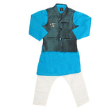 Boys Waistcoat Shalwar Suit - Sea Green, Kids, Boys Shalwar Kameez, Chase Value, Chase Value