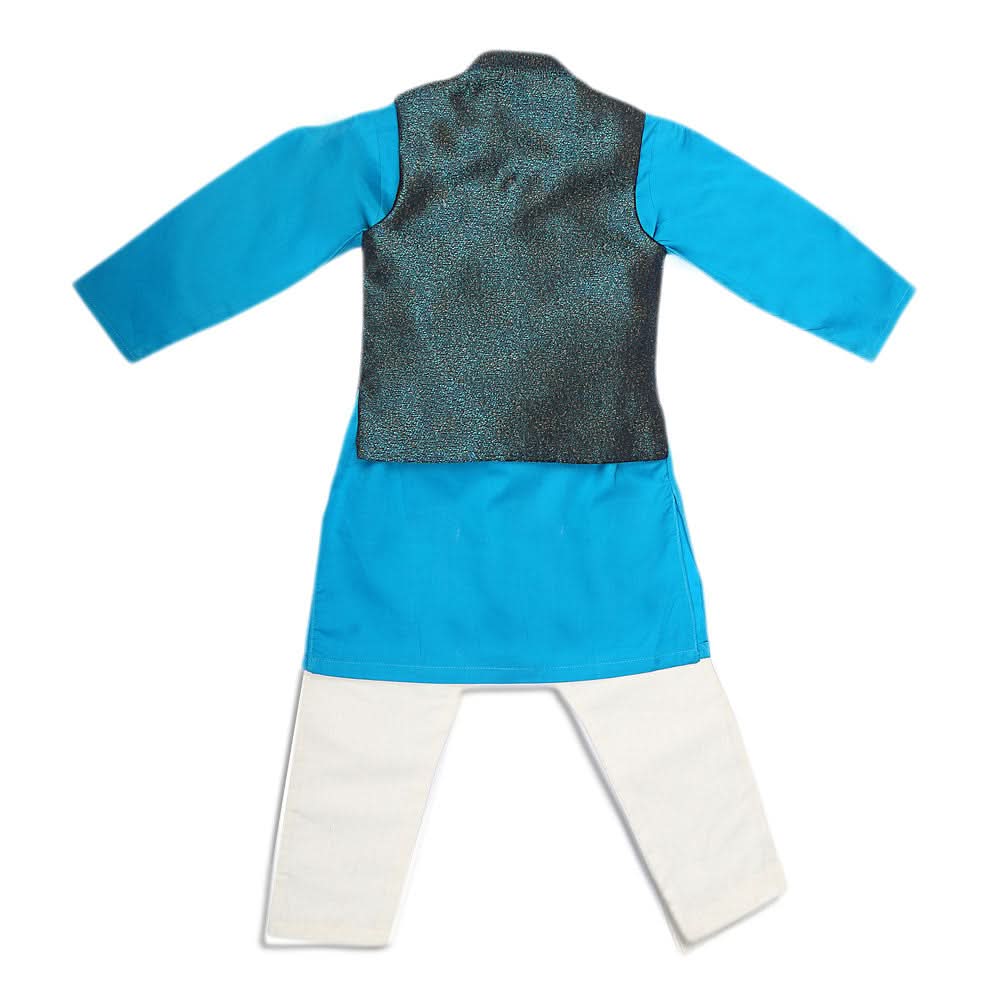 Boys Waistcoat Shalwar Suit - Sea Green, Kids, Boys Shalwar Kameez, Chase Value, Chase Value