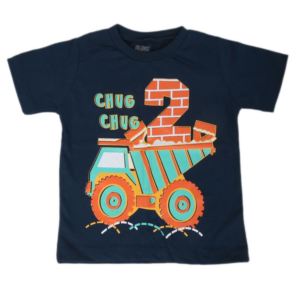 Boys Round Neck Half Sleeves T-Shirt - Steel Blue, Kids, Boys T-Shirts, Chase Value, Chase Value