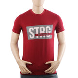 Men's Half Sleeves Lycra Print T-Shirt - Maroon, Men's T-Shirts & Polos, Chase Value, Chase Value