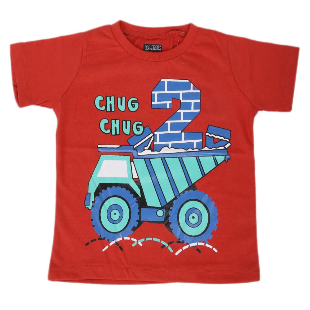 Boys Round Neck Half Sleeves T-Shirt - Red, Kids, Boys T-Shirts, Chase Value, Chase Value