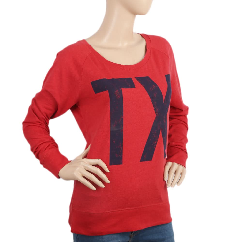 Women's Full Sleeves T-Shirt - Red, Women, T-Shirts And Tops, Chase Value, Chase Value