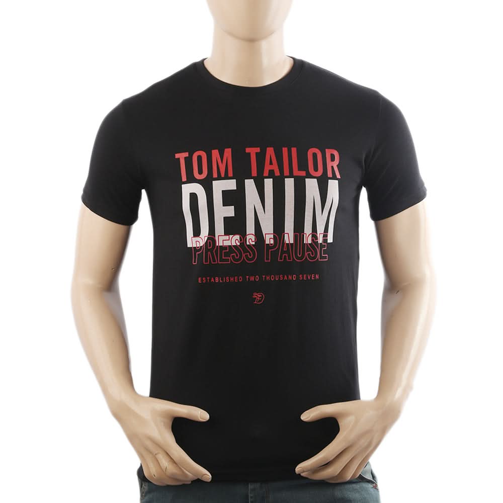 Men's Half Sleeves Lycra Print T-Shirt - Black, Men's T-Shirts & Polos, Chase Value, Chase Value