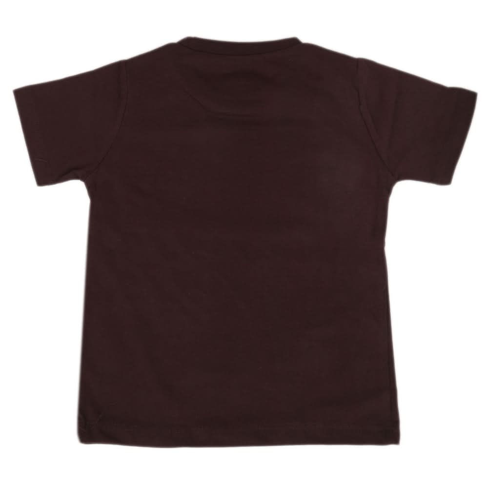 Boys Round Neck Half Sleeves T-Shirt - Dark Brown, Kids, Boys T-Shirts, Chase Value, Chase Value