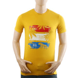 Men's Half Sleeves Lycra Print T-Shirt - Yellow, Men's T-Shirts & Polos, Chase Value, Chase Value