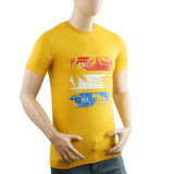 Men's Half Sleeves Lycra Print T-Shirt - Yellow, Men's T-Shirts & Polos, Chase Value, Chase Value