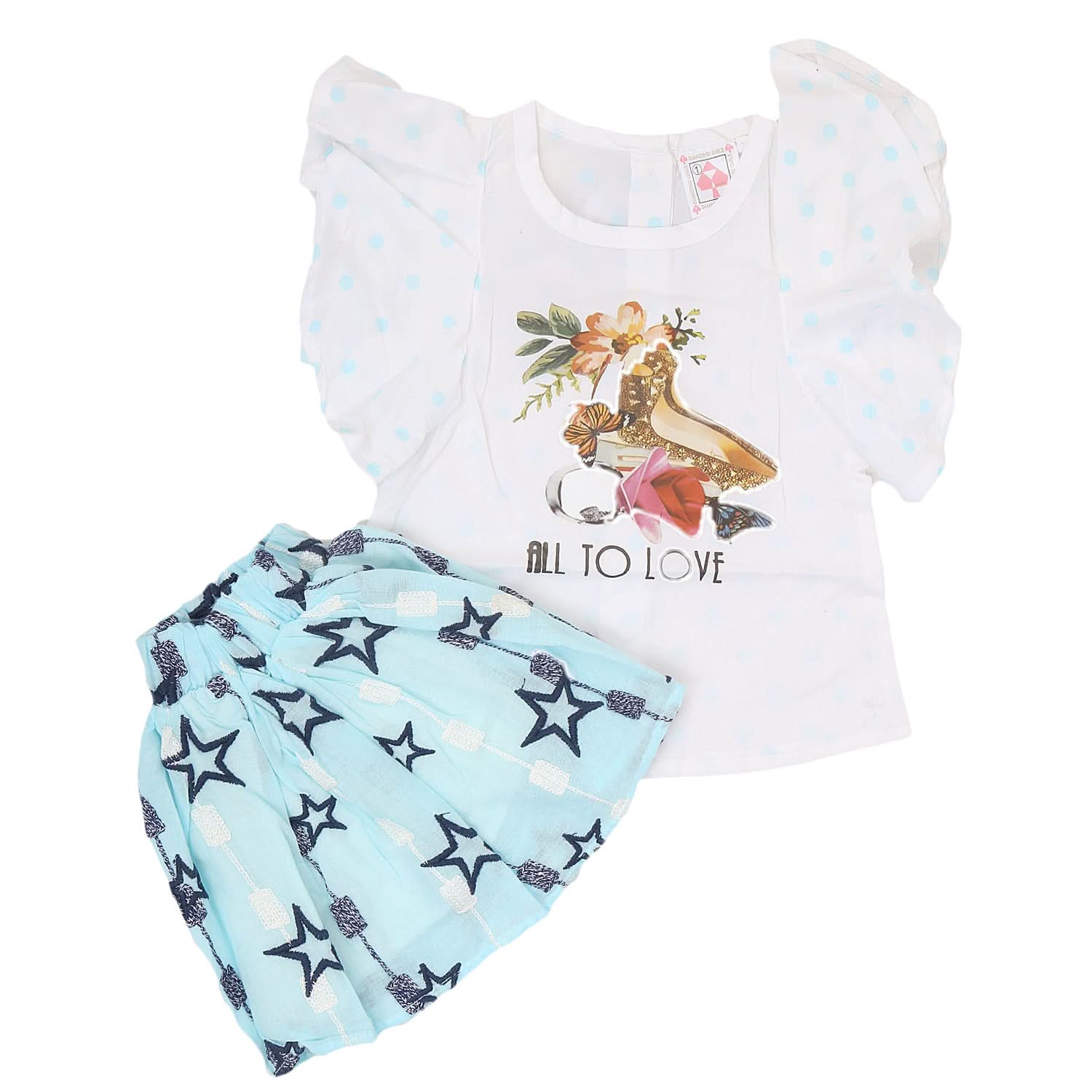 Newborn Girls Half Sleeves Skirt Suit - Blue, Kids, NB Girls Sets And Suits, Chase Value, Chase Value