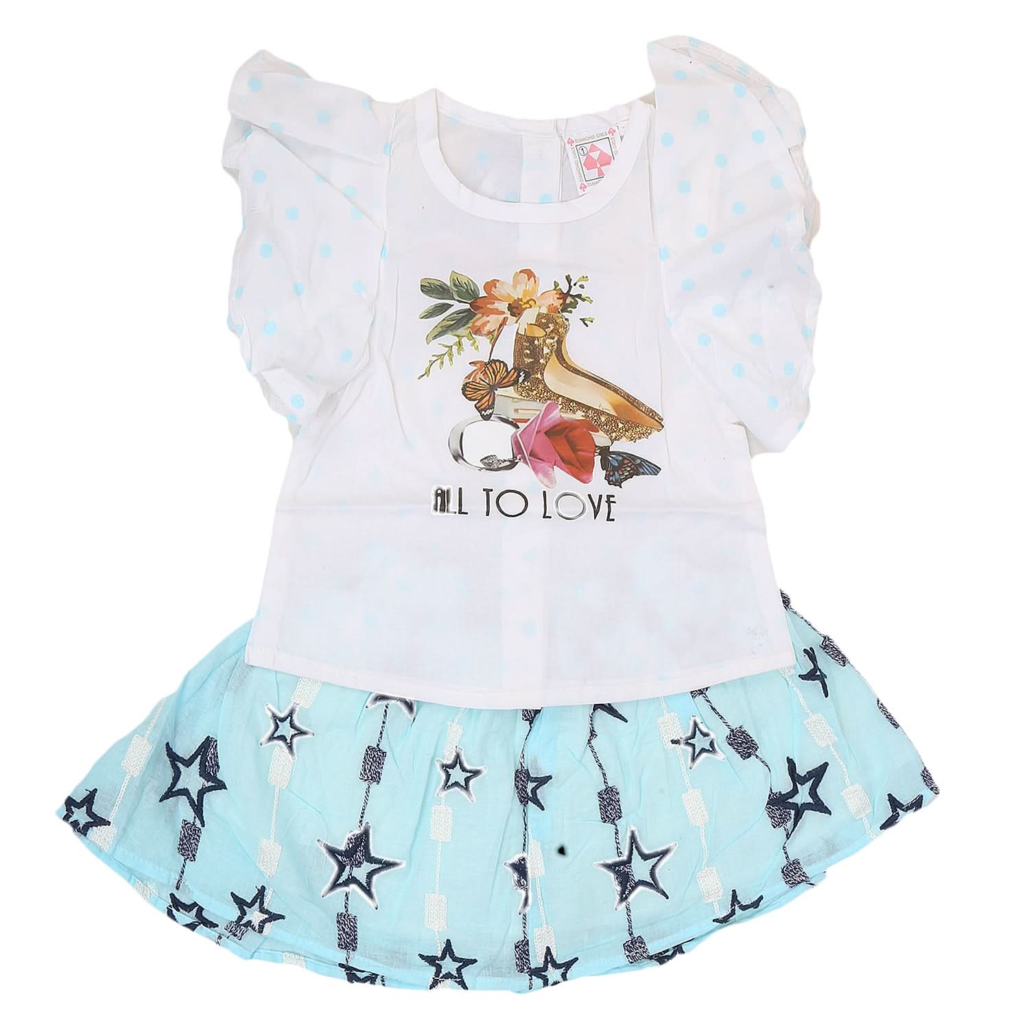 Newborn Girls Half Sleeves Skirt Suit - Blue, Kids, NB Girls Sets And Suits, Chase Value, Chase Value