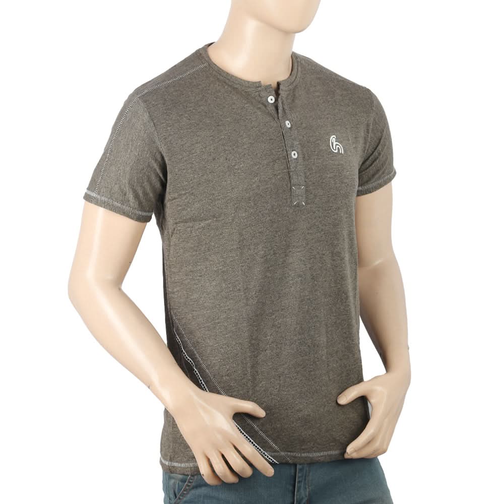 Men's Half Sleeves Round Neck T-Shirt - Oilve  Green, Men, T-Shirts And Polos, Chase Value, Chase Value