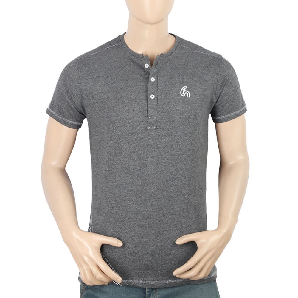 Men's Half Sleeves Round Neck T-Shirt - Dark Grey, Men, T-Shirts And Polos, Chase Value, Chase Value