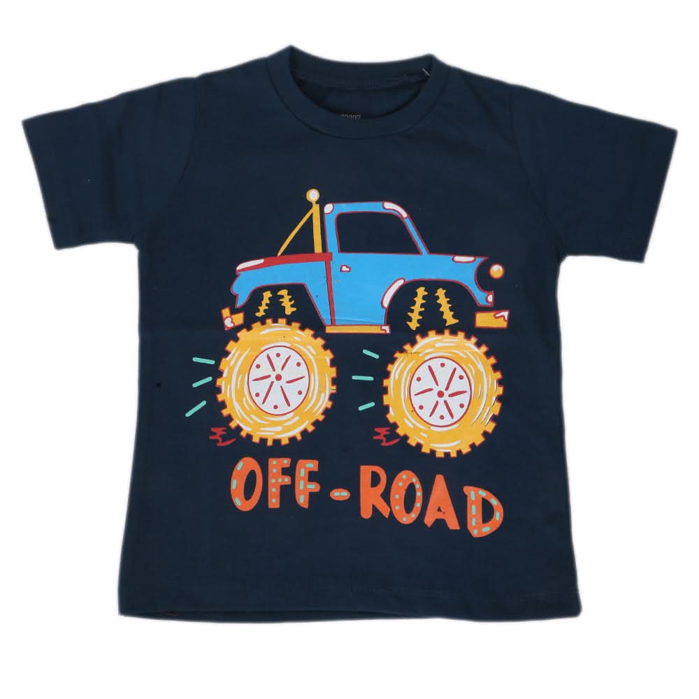 Boys Round Neck Half Sleeves T-Shirt - Steel Blue, Kids, Boys T-Shirts, Chase Value, Chase Value