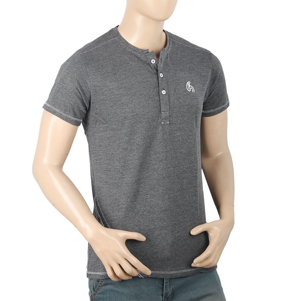 Men's Half Sleeves Round Neck T-Shirt - Dark Grey, Men, T-Shirts And Polos, Chase Value, Chase Value