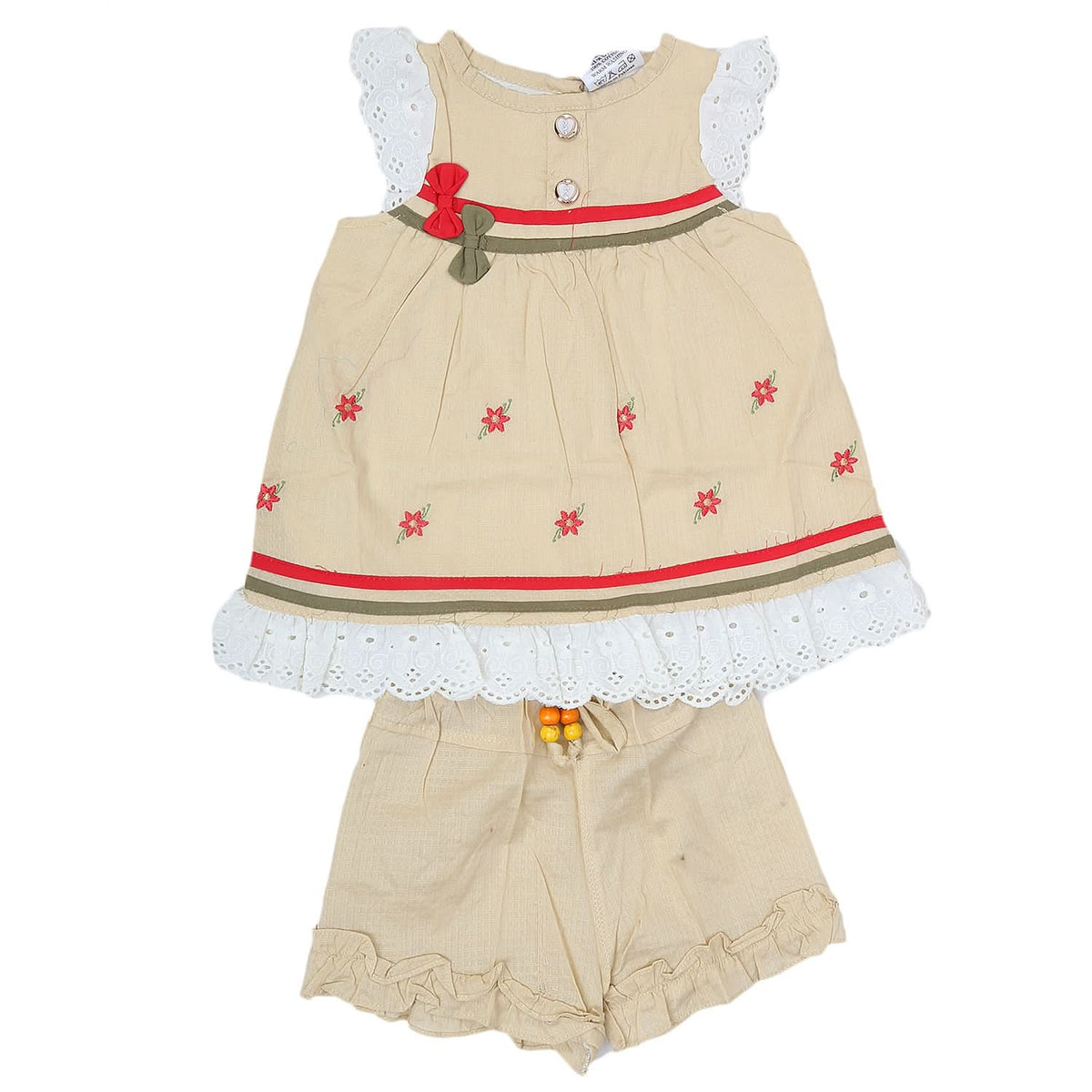 Newborn Girls Half Sleeves Short Suit - Beige, Kids, Newborn Girls Sets And Suits, Chase Value, Chase Value