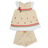 Newborn Girls Half Sleeves Short Suit - Beige, Kids, Newborn Girls Sets And Suits, Chase Value, Chase Value