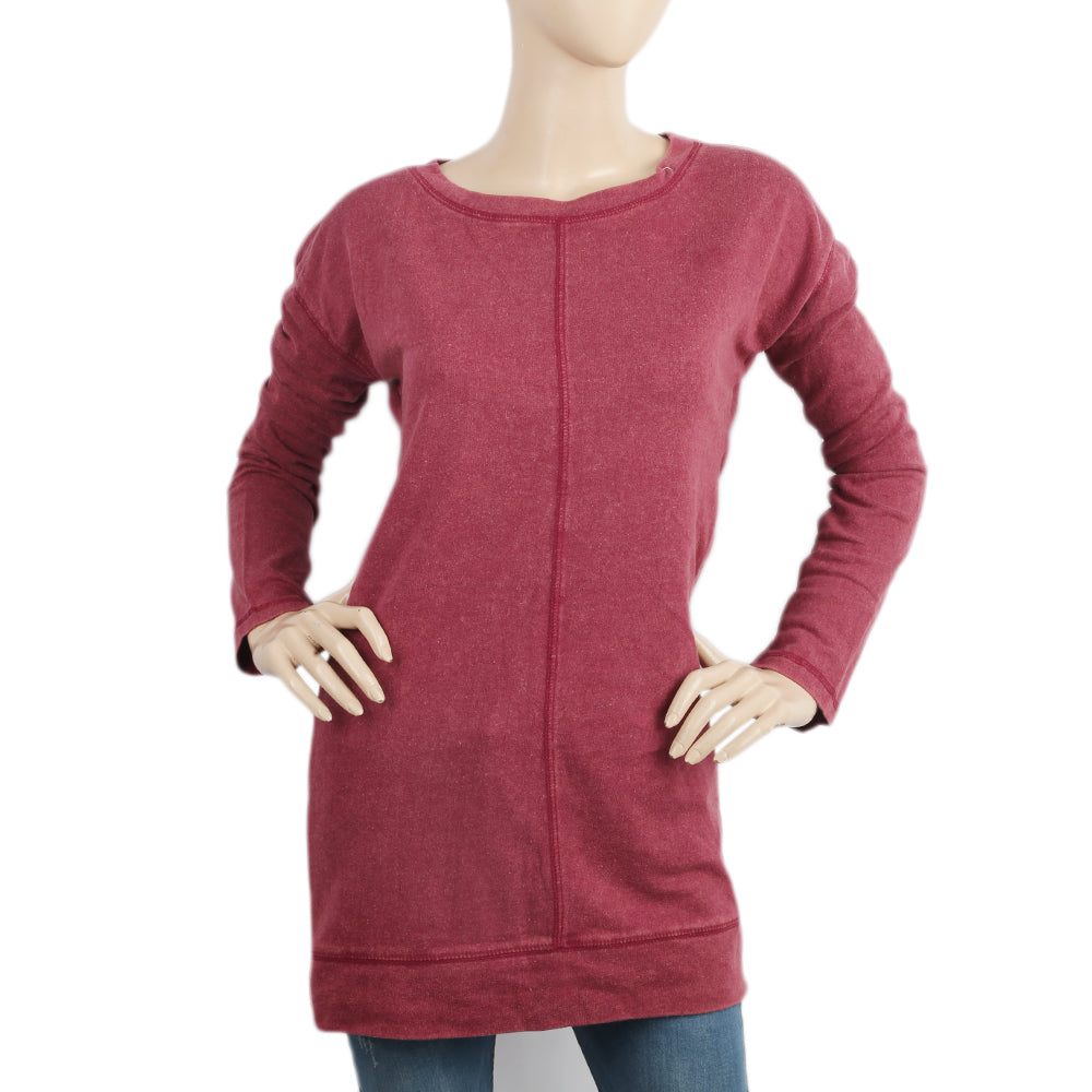 Women's Full Sleeves T-Shirt - Maroon, Women, T-Shirts And Tops, Chase Value, Chase Value