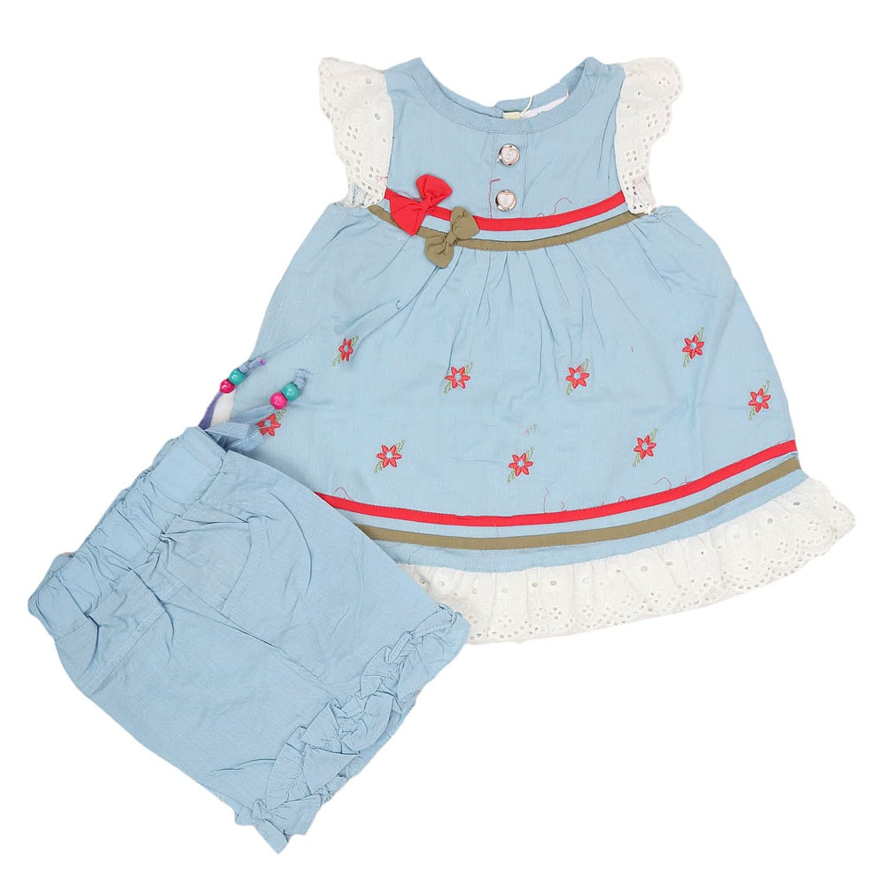 Newborn Girls Half Sleeves Short Suit - Blue, Kids, NB Girls Sets And Suits, Chase Value, Chase Value
