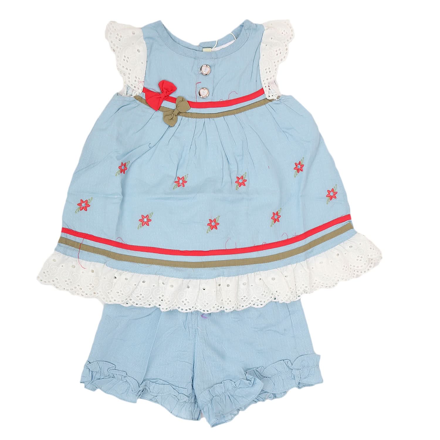 Newborn Girls Half Sleeves Short Suit - Blue, Kids, NB Girls Sets And Suits, Chase Value, Chase Value