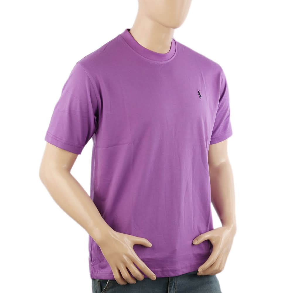 Men's Half Sleeves Round Neck T-Shirt - Purple, Men's T-Shirts & Polos, Chase Value, Chase Value