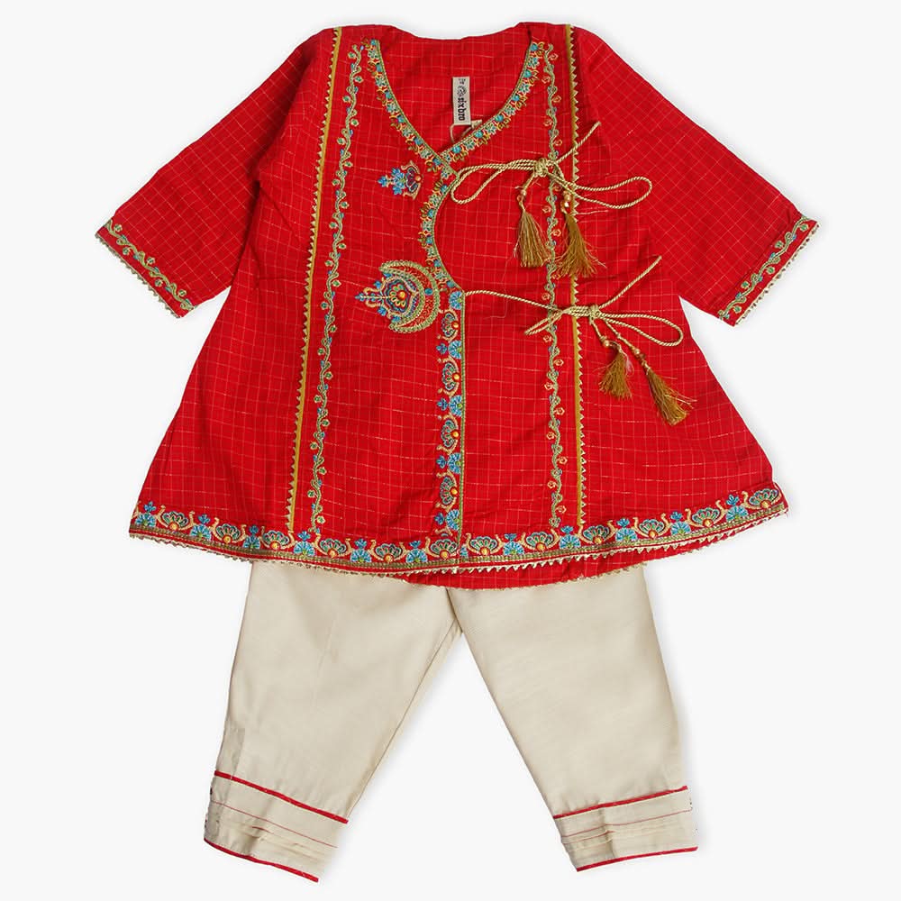 Girls Shalwar Suit - Red, Girls Shalwar Kameez, Chase Value, Chase Value