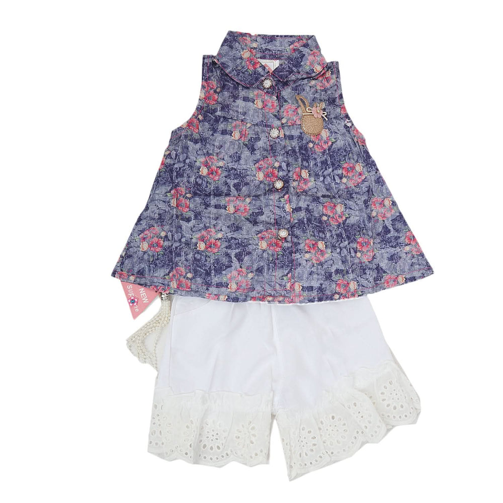 Newborn Girls Half Sleeves Short Suit - Blue, Kids, Newborn Girls Sets And Suits, Chase Value, Chase Value