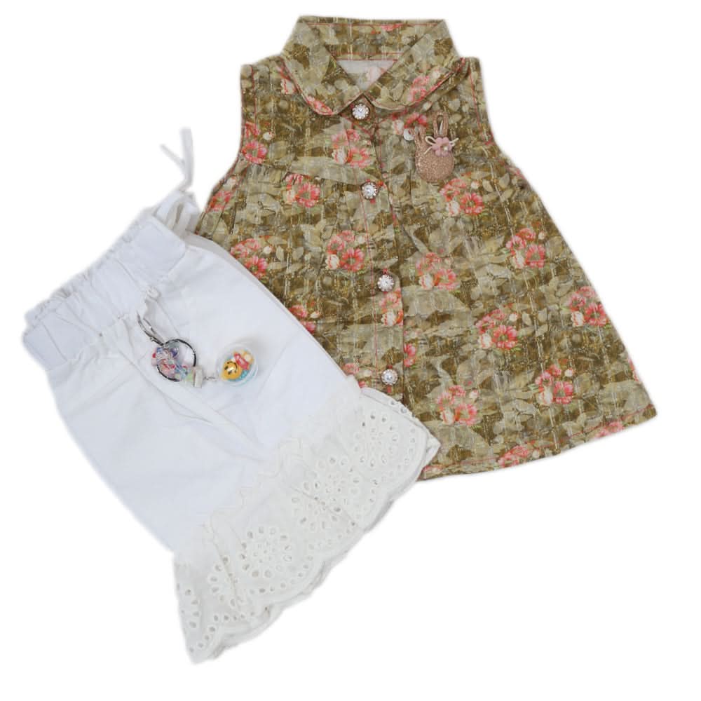 Newborn Girls Half Sleeves Short Suit - Green, Kids, Newborn Girls Sets And Suits, Chase Value, Chase Value