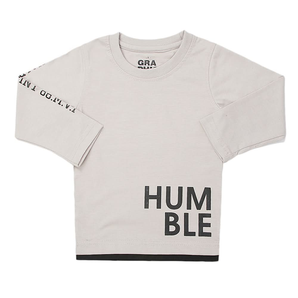 Boy's Full Sleeves T-Shirt 123 - Light Grey, Kids, Boys T-Shirts, Chase Value, Chase Value