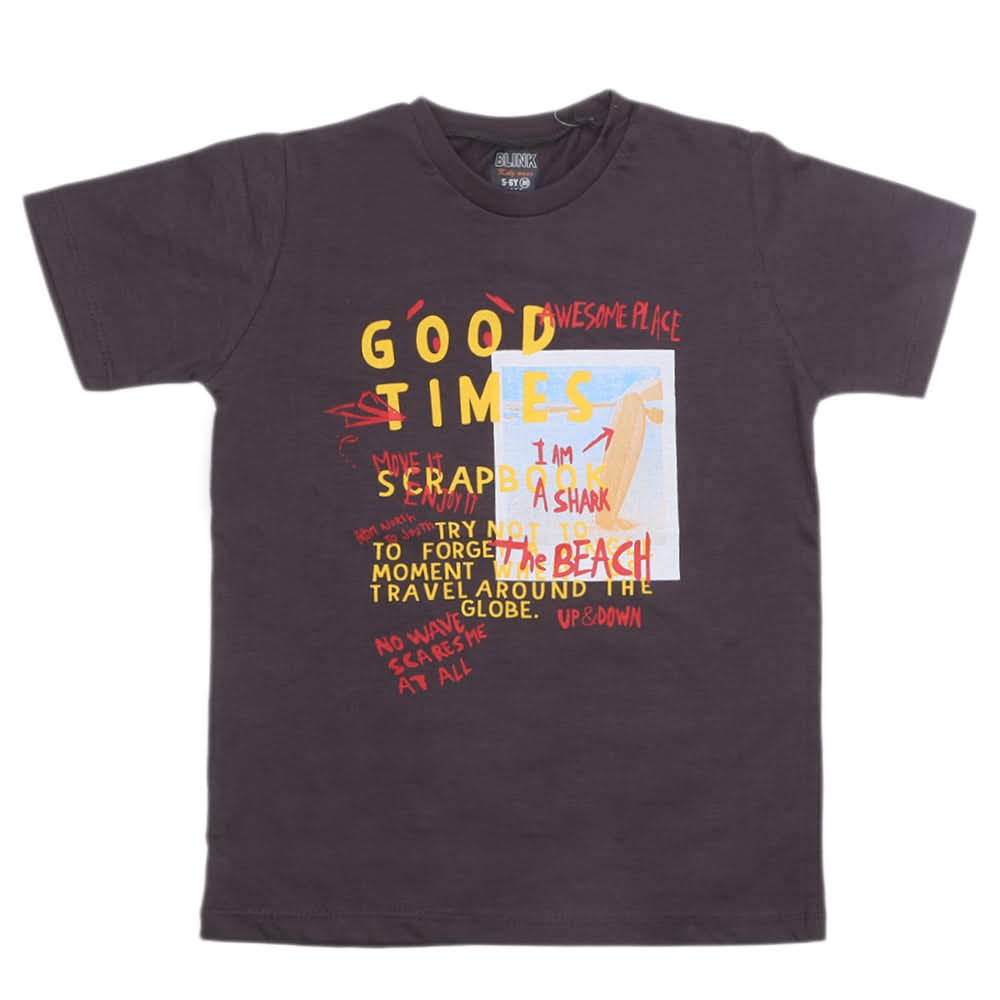 Boys Half Sleeves T-Shirt 3991 - Dark Grey, Kids, Boys T-Shirts, Chase Value, Chase Value