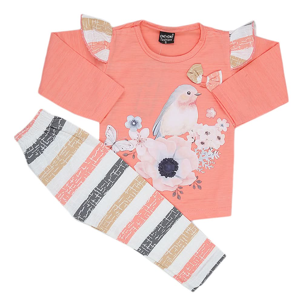 Girls Pajama Suit Lyc 1063 Peach - A, Kids, Girls Sets And Suits, Chase Value, Chase Value