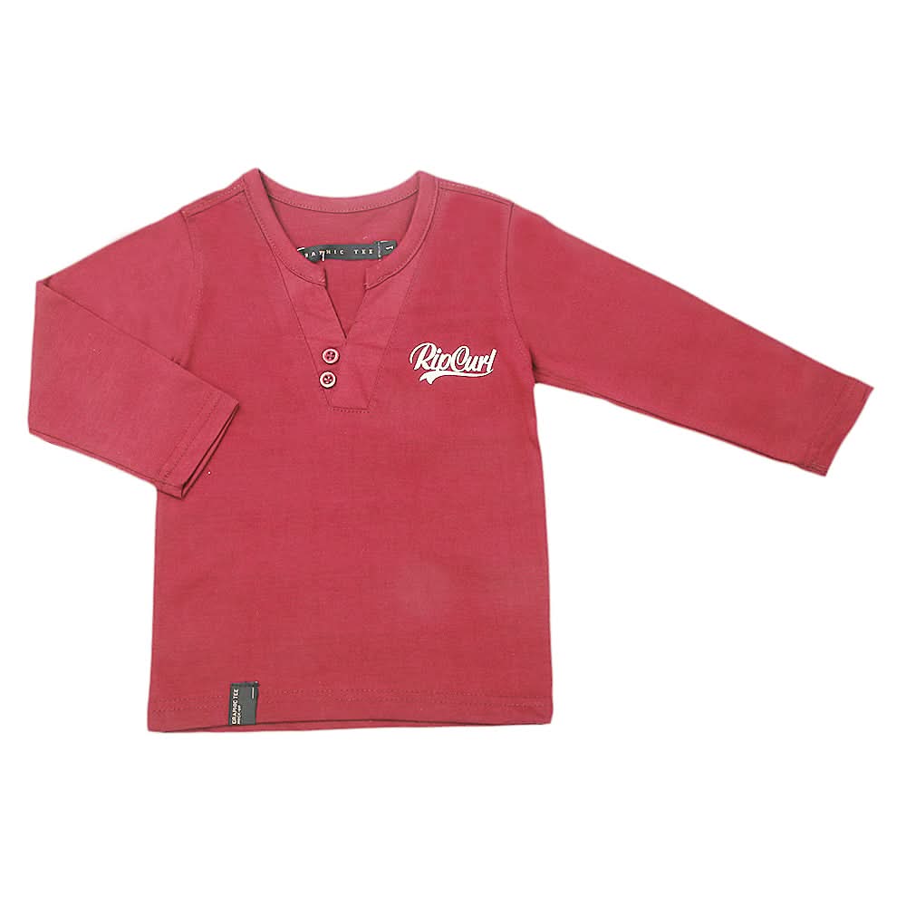 Boy's Full Sleeves T-Shirt 123 - Maroon, Kids, Boys T-Shirts, Chase Value, Chase Value
